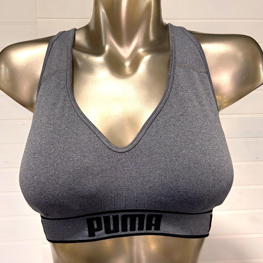 Puma Heather Gray Racerback Sports Bra Size Medium
